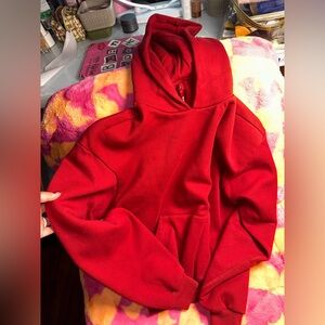SKIMS Red Hoodie and Joggers